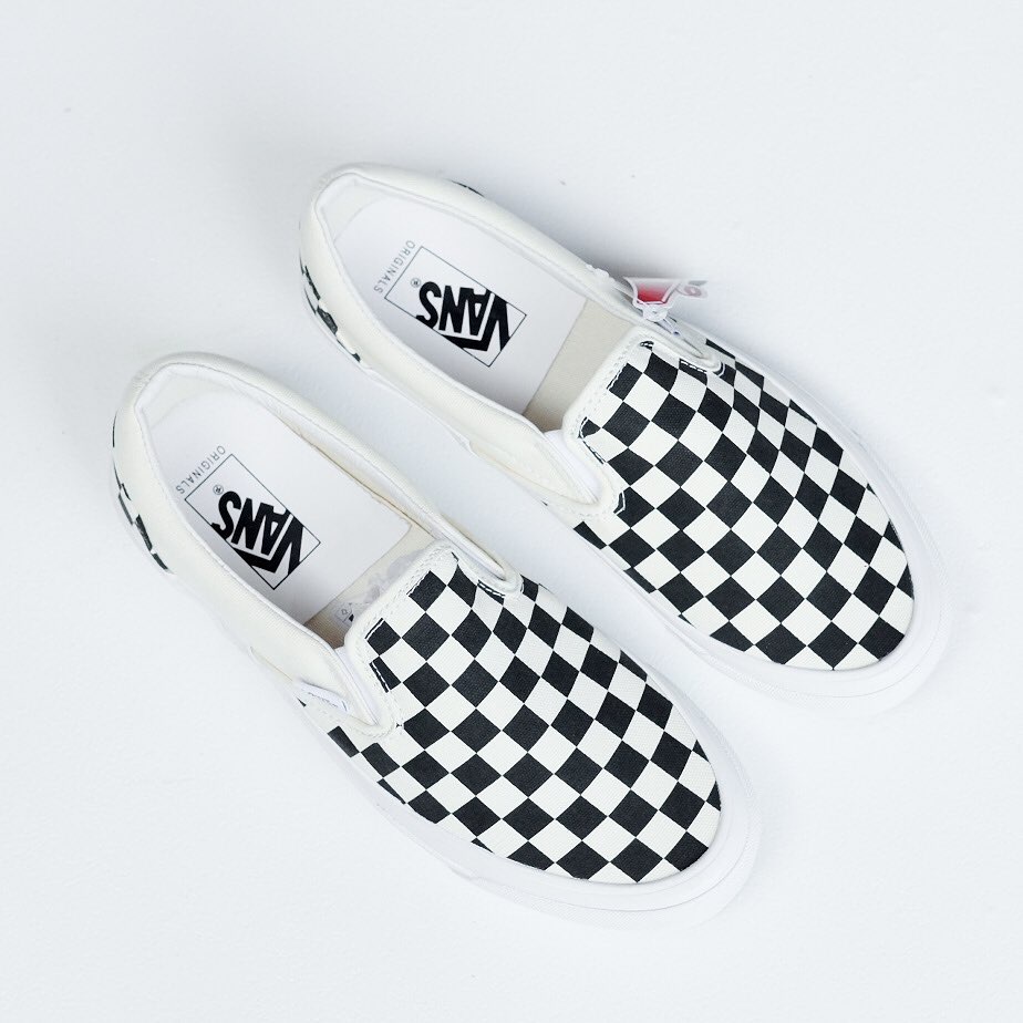 Giày Nam Nữ Không Dây Vans Classic Slip On, Giày Lười Vans Caro Đen Trắng Full Box Bill G07