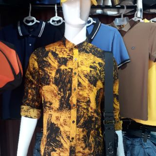 Sơ mi lụa nam loang màu ,vảy sơn cao cấp