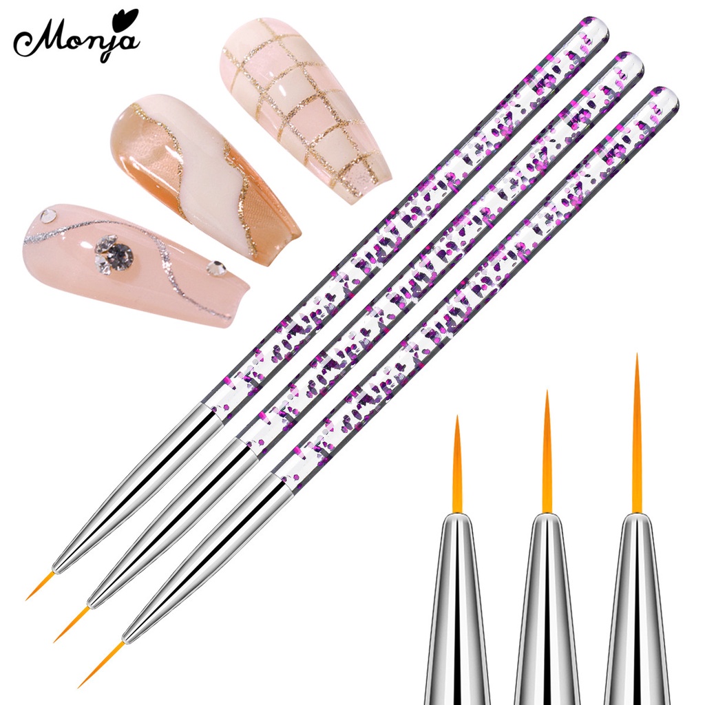 Set 3 cọ vẽ đường nét trang trí móng tay nghệ thuật MONJA chuyên dụng