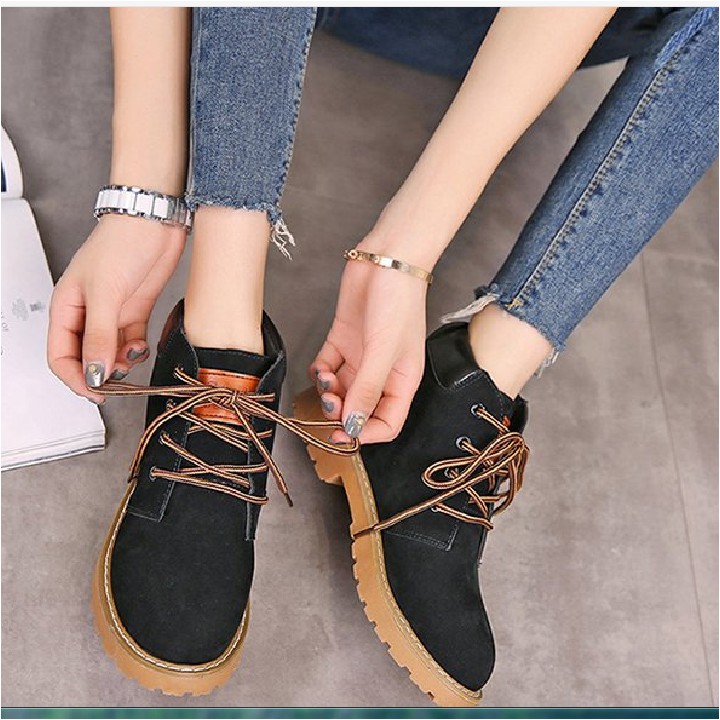 FREESHIP TỪ 99K_Bốt da lộn cổ ngắn thiết kế dây buộc thời trang | BigBuy360 - bigbuy360.vn