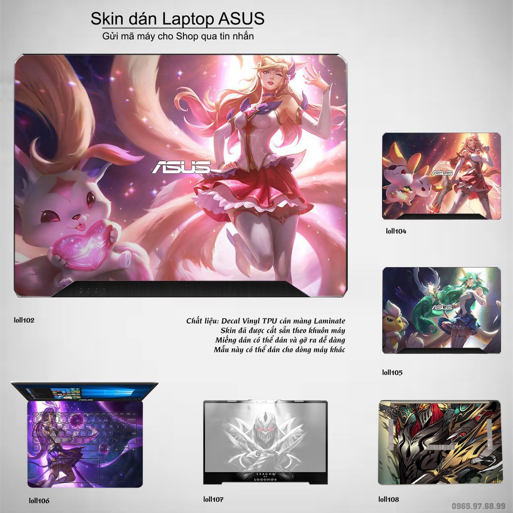 Skin dán Laptop Asus in hình Liên Minh Huyền Thoại nhiều mẫu 15 (inbox mã máy cho Shop)