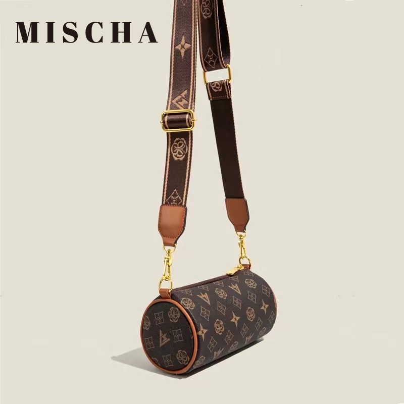 MISCHA Túi Xách Đeo Vai Hình Trụ Họa Tiết Hoa Vintage Cho Nữ