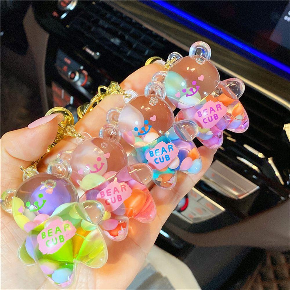 Móc Khóa Hình Gấu Chubby Có Cát Chảy Dễ Thương