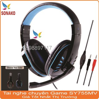 Tai Nghe Chụp Tai Chuyên Game + Học Ngoại Ngữ SY755 jack 3.5 Có Micro, Dây Chống Đứt, Dùng Cho Cả Máy Tính Và Điện Thoại