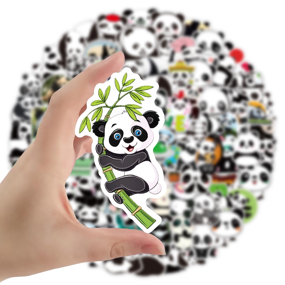 Set 100/50 Sticker Dán Laptop Hình Gấu Trúc Dễ Thương