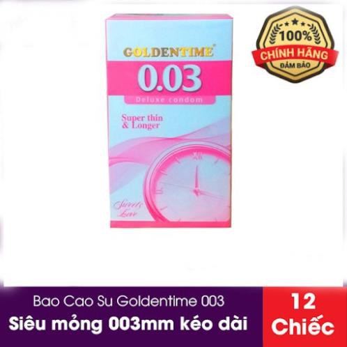 Bao Cao Su Goldentime Longer 3 in 1 (Hộp 12 Cái) Tăng khoái cảm, Kéo dài thời gian, Hàng Chính Hãng 100% /áo mưa