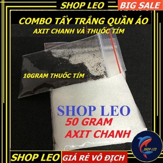Thuố.c tím tẩy quần áo KMnO4 (10g) và bột acid chanh (50g)