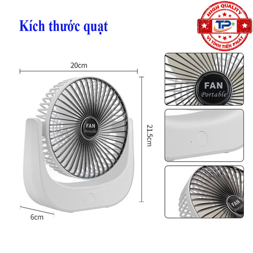 Quạt sạc tích điện xoay 120 độ KY-903 thiết kế đẹp mắt chắc chắn chạy êm luồng gió mát mẻ - Mini USB Desktop Fan KY 903