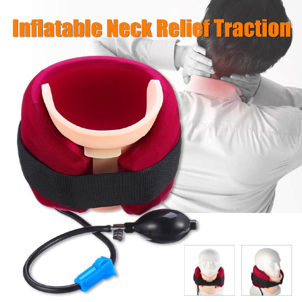 Ready Stoock 1PC Air Inflatable Cervical Neck Traction Device Pillow Brace Stretcher + Collar