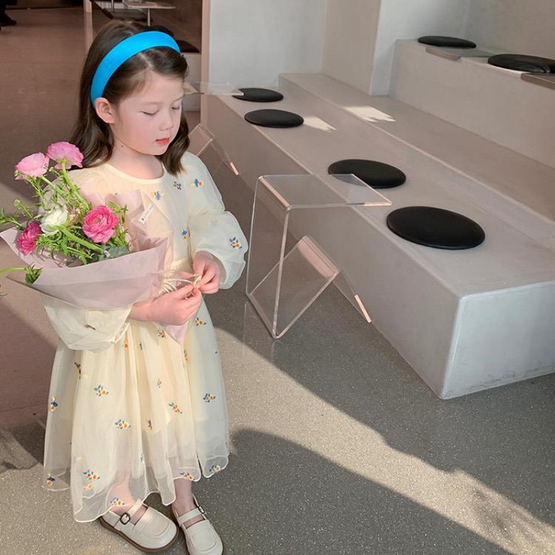 Đầm Công Chúa Tay Dài Cổ Tròn In Họa Tiết Hoa Mùa Hè Hàn Quốc Cho Bé Gái Se7en