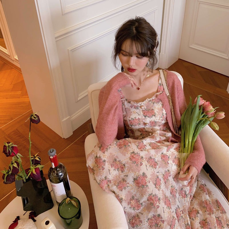 Đầm voan hoa hai dây dáng dài thời trang mùa hè Pháp cho nữ | BigBuy360 - bigbuy360.vn