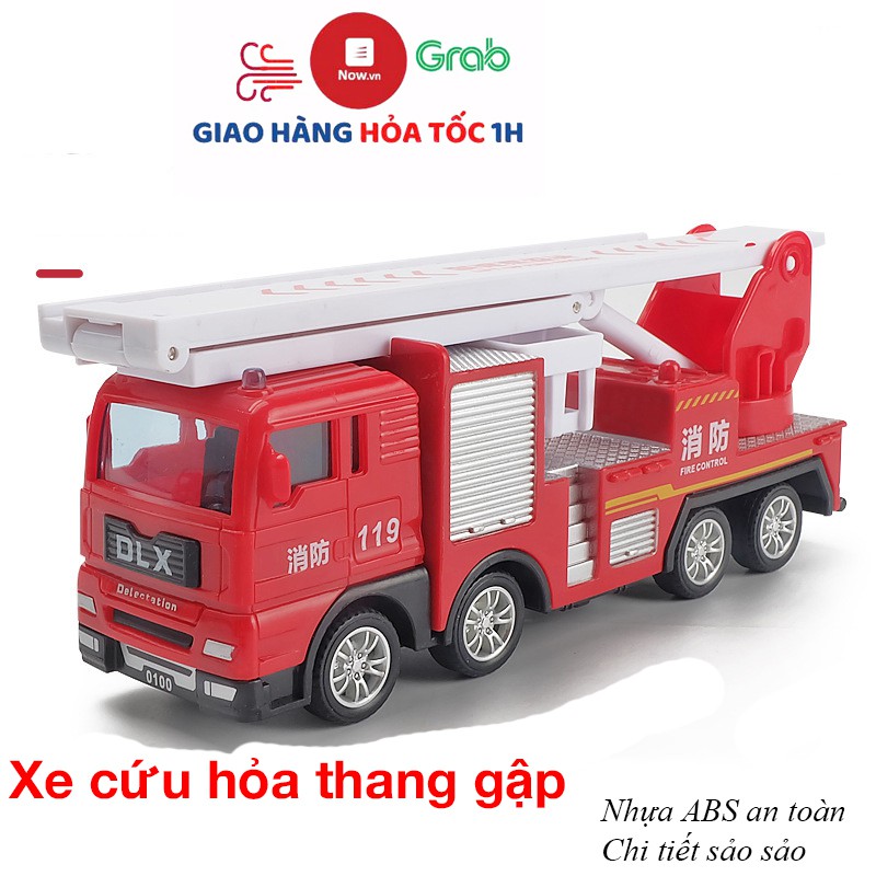 Đồ chơi cho bé xe cứu hỏa thang gập, mô tả chi tiết xe ngoài đợi thực, giúp bé nhận biết, tăng trí tưởng tượng