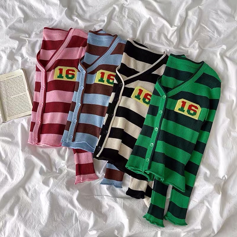 áo len cardigan dệt kim kẻ sọc ngang cá tính tag 16 (A376#)