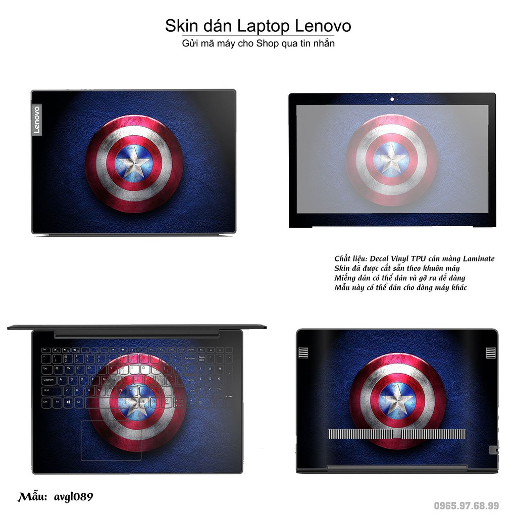 Skin dán Laptop Lenovo in hình Avenger (inbox mã máy cho Shop)