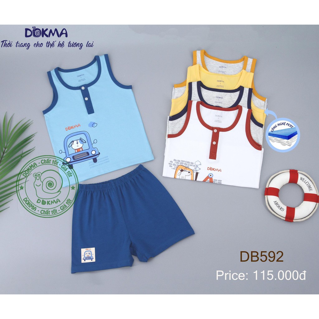 (1-5Y) Bộ ba lỗ vải cotton kiểu dáng thể thao cho bé trai - DOKMA