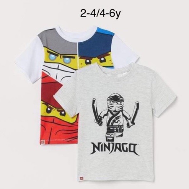 Sét 2 áo phông cotton H&amp;M auth Ninjago sz2-4/4-6y