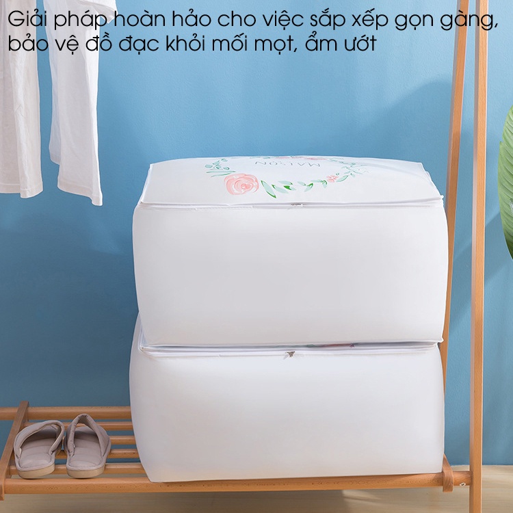 Túi đựng quần áo chăn ga gối gấu bông cỡ lớn 75L kích thước 60x45x28 có khóa kéo kim loại chắc chắn mã GG-TCDS