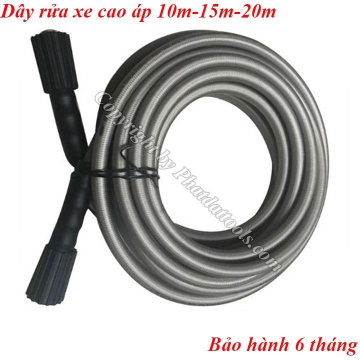 Cuộn dây rửa xe 10m-15m-20m cho máy rửa xe gia đình-Tặng kèm khớp nối dài dây rửa xe