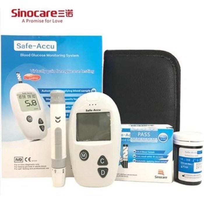 COMBO Bộ máy đo huyết áp Sinoheart và máy đo đường huyết Safe accu - Sinocare Đức