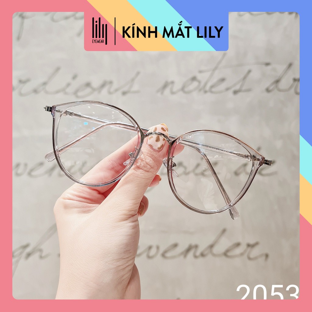 Gọng kính thời trang nữ LILYEYEWEAR mắt tròn to chất liệu kim loại không gỉ cứng cáp 2053