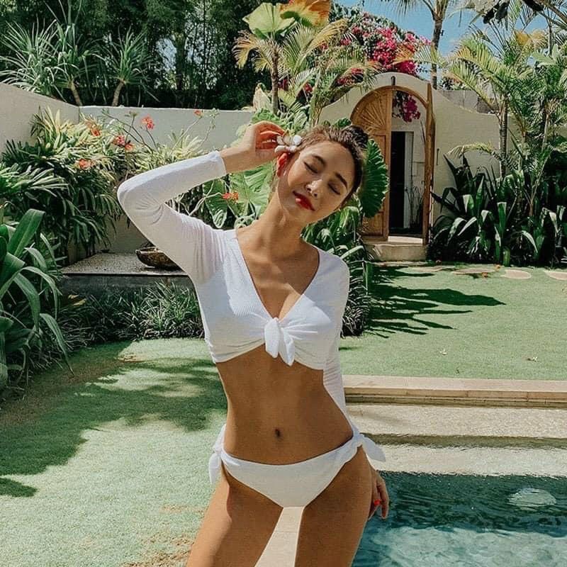 Đồ bơi nữ, bikini 2 mảnh quần chip áo dài tay crop Bin Sports BHV150