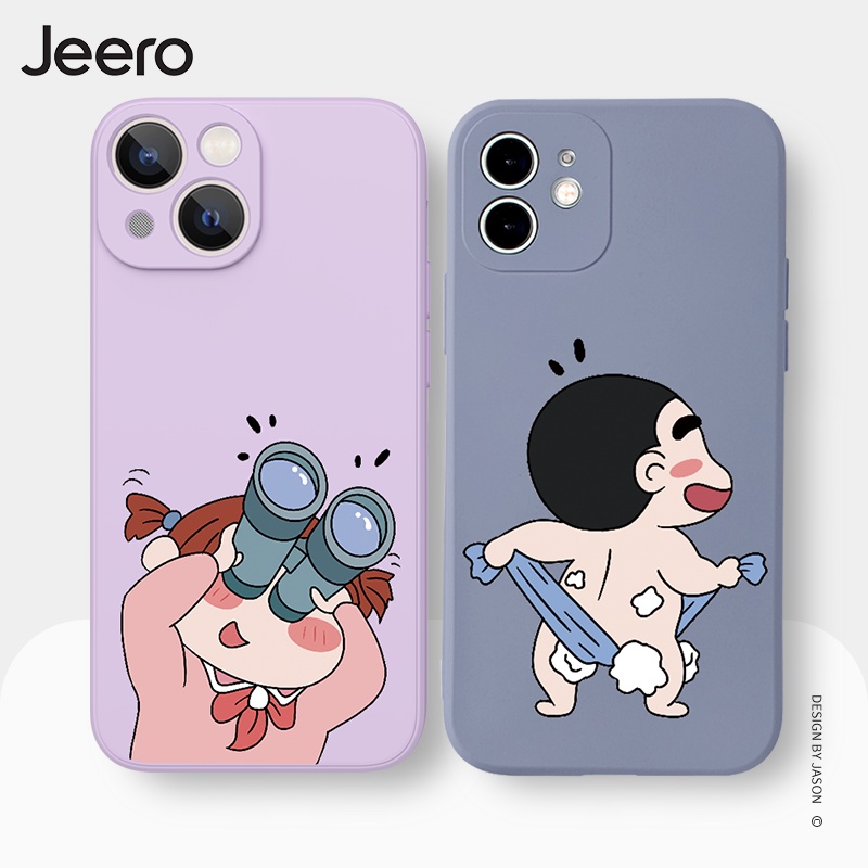 Ốp điện thoại JEERO viền vuông chống bẩn ngộ nghĩnh hài hước hình bựa hoạt hình cặp đôi dễ thương đẹp silicon mềm Cho iPhone 14 13 12 11 Pro Max SE 2020 X XR XS 8 7 ip 6S 6 Plus kute HFE950