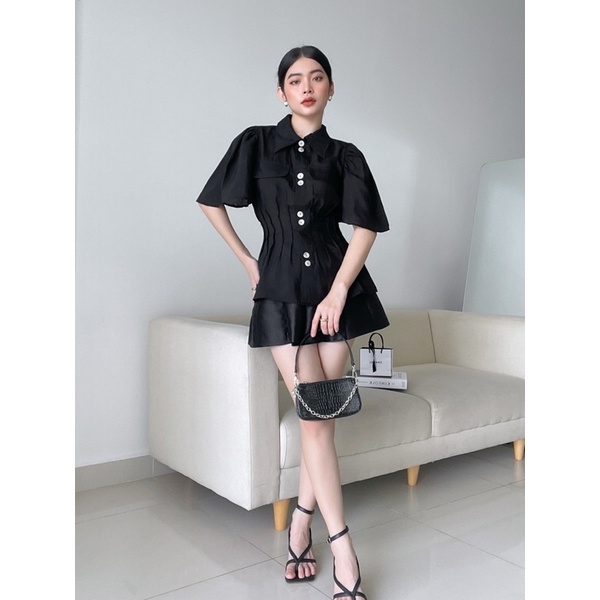 Áo SM túi giả xếp ly chất tơ , Peace House Clothing