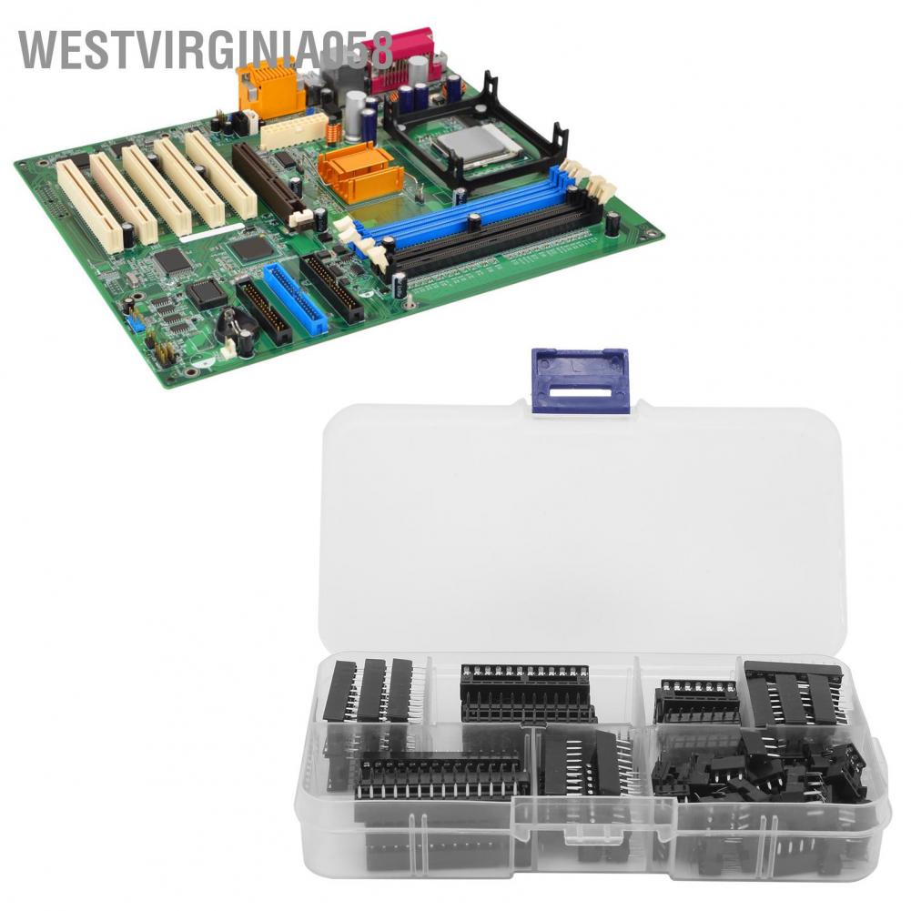 Westvirginia058 66Pcs IC Chip Socket Flat Pin DIP Integrated Circuit Components Assortment Kit 2.54mm