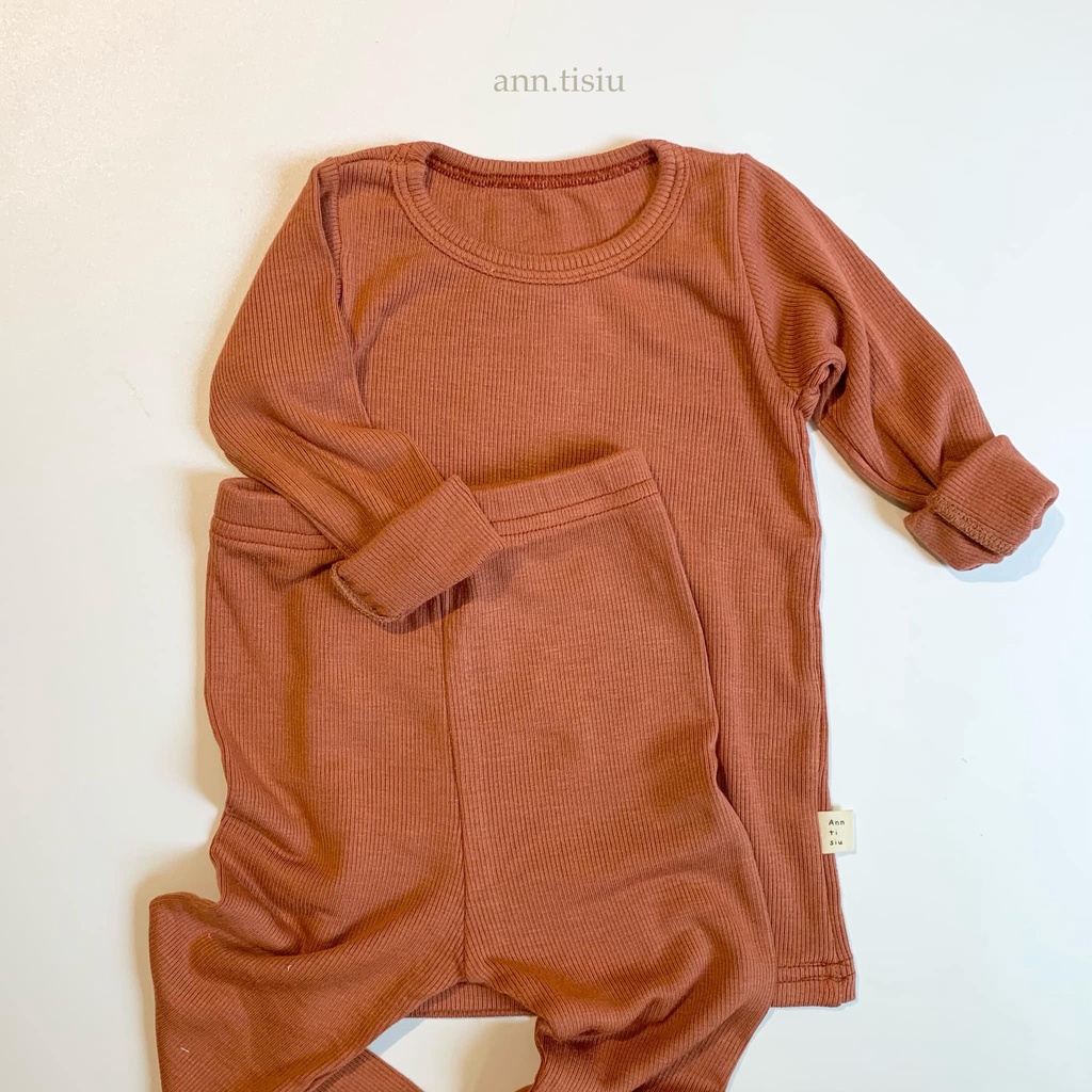 Bộ đồ thun tăm Hàn cho bé ~ LIM set ~ Orange2