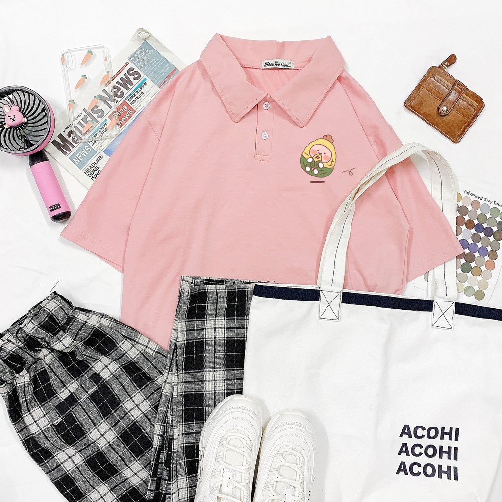 Áo thun polo tay lỡ  PEACH BẮP  phông Unisex nam nữ tee oversize form rộng pull Ulzzang Streetwear Hàn Quốc vải mềm