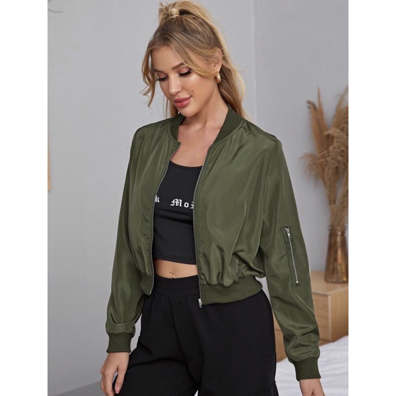 Áo khoác Bomber màu Army