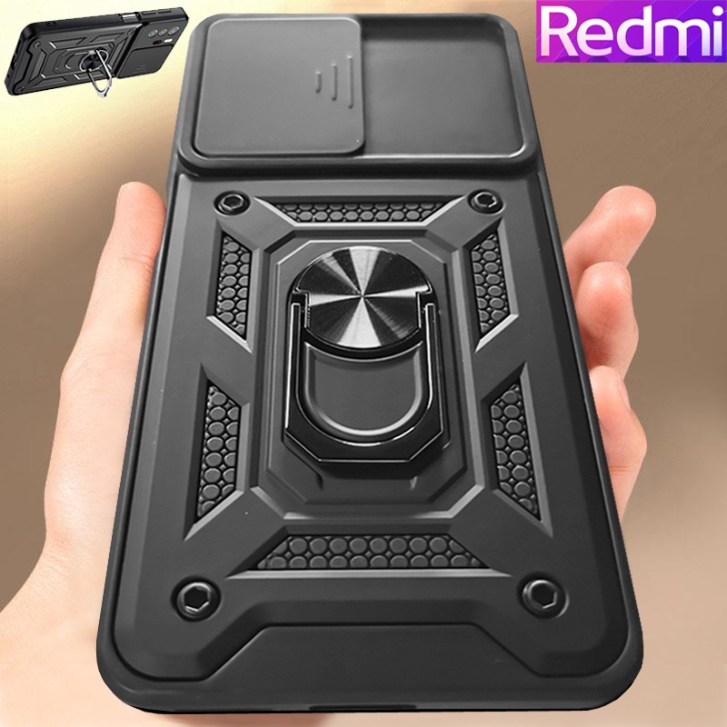 Redmi Note 11 Pro Plus Note 11S Note 10 Pro Note 10S Note 9S Note 9 Pro Note 8 Pro Redmi 10C 9A 9C 9T Bảo vệ ống kính sang trọng Vỏ điện thoại chống sốc có đế kim loại