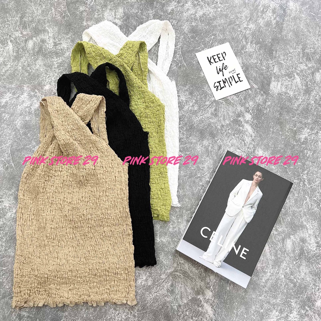 Áo Kiểu Nữ Thun Xốp PINKSTORE29, Phong Cách Đan Chéo Cổ Hiện Đại A5380