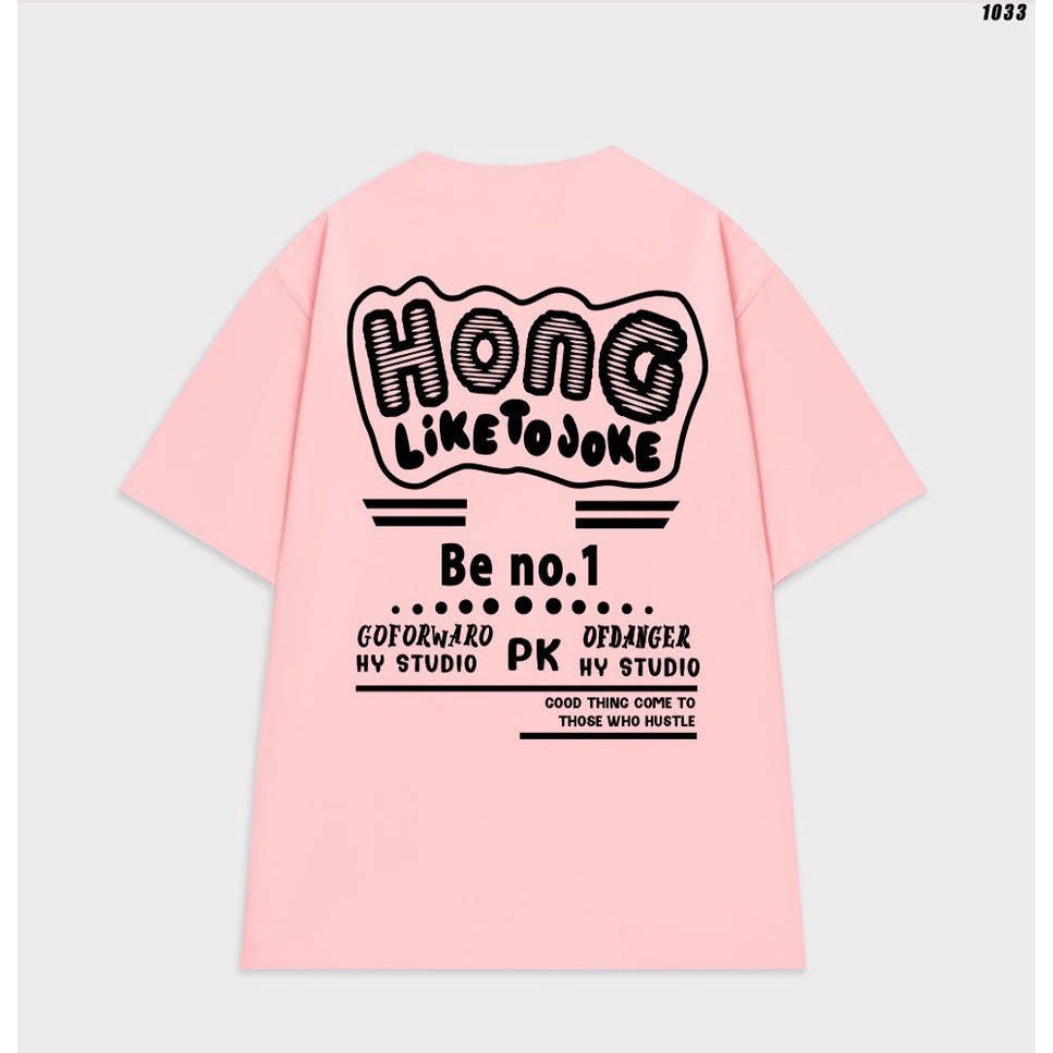 Áo thun form rộng nam nữ tay lỡ HY KOREA Hong 1033