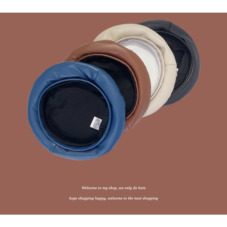 Mũ nồi da màu trơn phong cách Hàn Quốc thời trang thu đông cho nữ