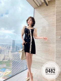 Bigsize Đầm nút phối D482