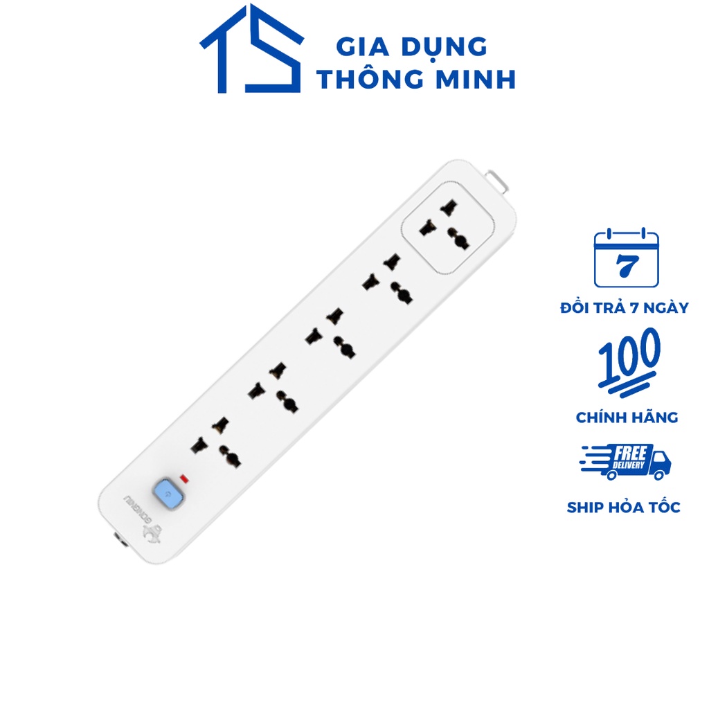 Ổ Cắm Điện Gongniu 4 Ổ Đa Năng 1 Công Tắc – Công Suất 10A/250/2500W – Trắng – Chính Hãng (N1040)