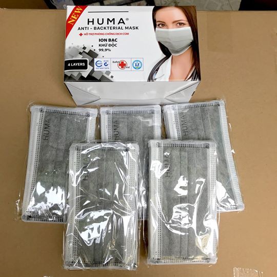 Khẩu Trang Y Tế 4 Lớp Kháng Khuẩn Xám Đen Trắng Xanh