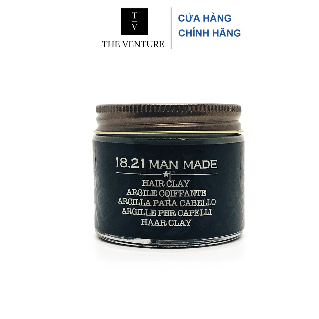 Sáp Vuốt Tóc Nam 18.21 Man Made Clay Chính Hãng - 56 Gram.