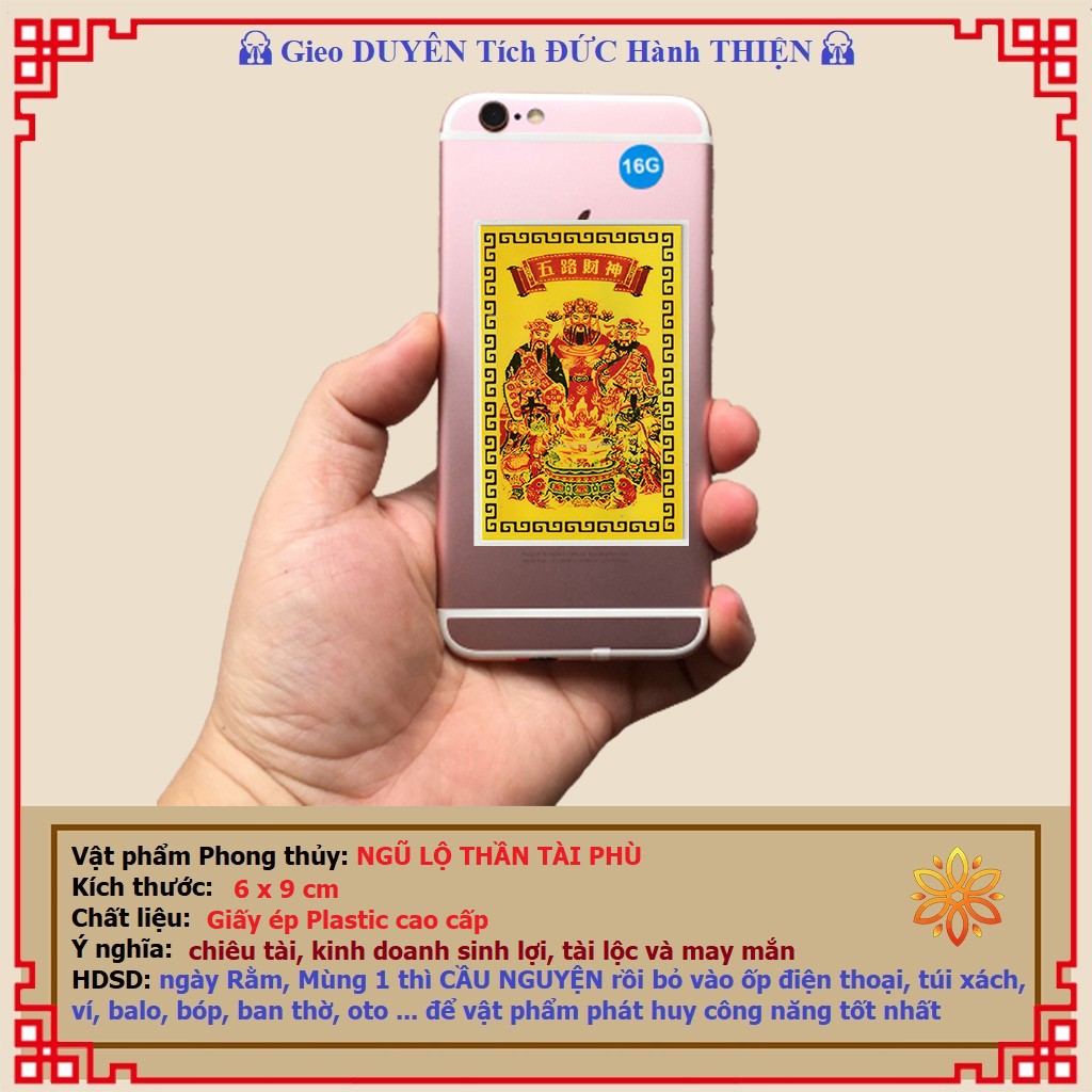 Ngũ Lộ Thần Tài bản ép plastic siêu bền, mỏng - để ốp điện thoại, ví tiền - Khai cung Tài, Mở cung Lộc | BigBuy360 - bigbuy360.vn