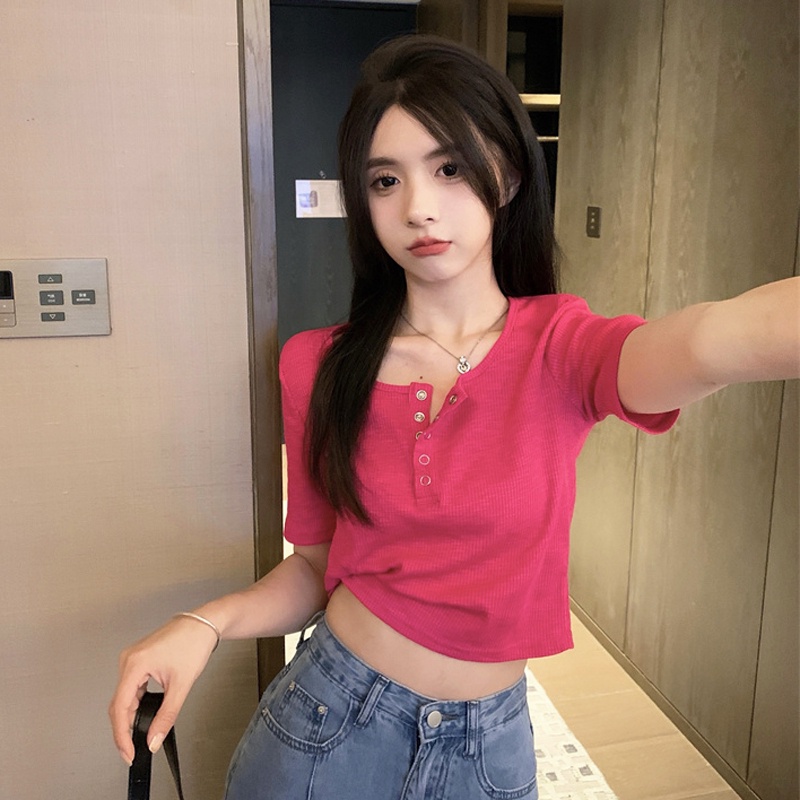 Áo Dệt Kim Ngắn Tay Thời Trang Xinh Xắn Dễ Phối Đồ