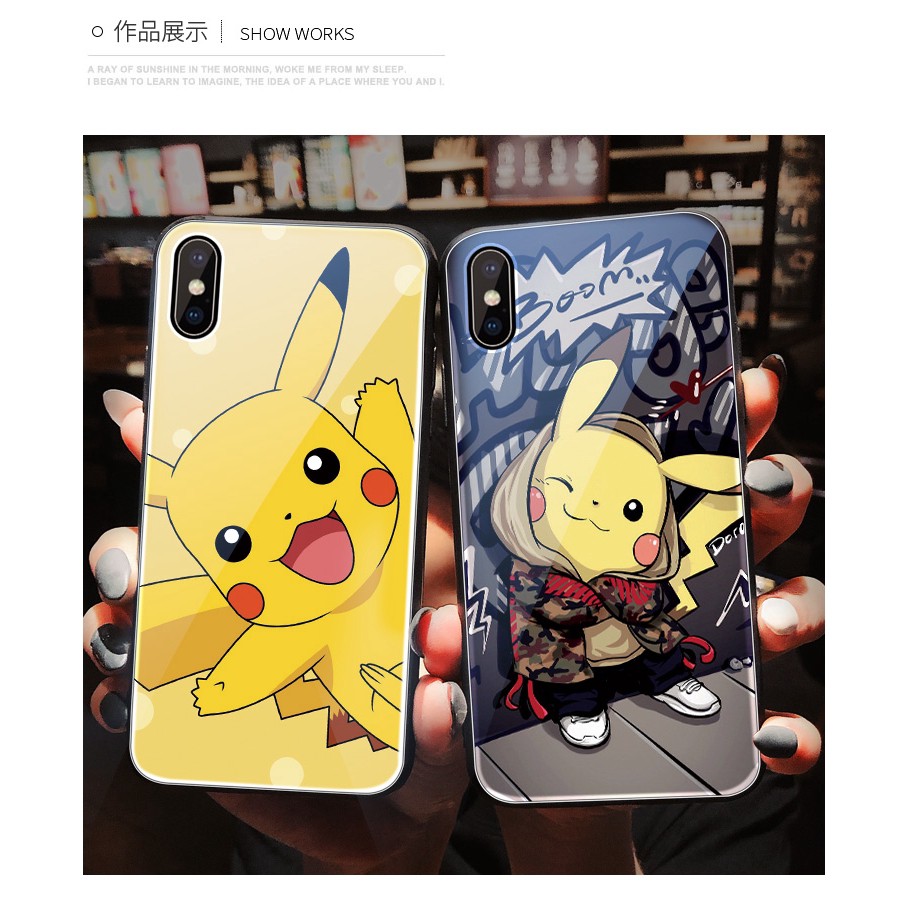 ốp tráng gương mặt sau cho iphone ốp iphone hình pikachu pokemon k177