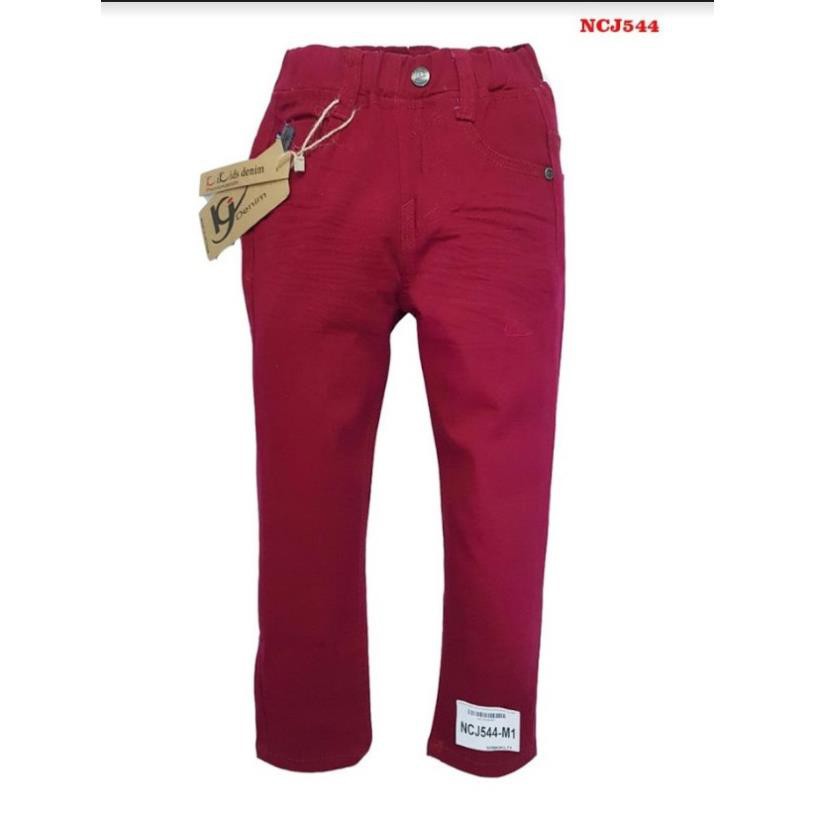 NCJ544-M1 - Quần kaki bé trai, dài trơn, màu đỏ đô, size bé 1t-7t