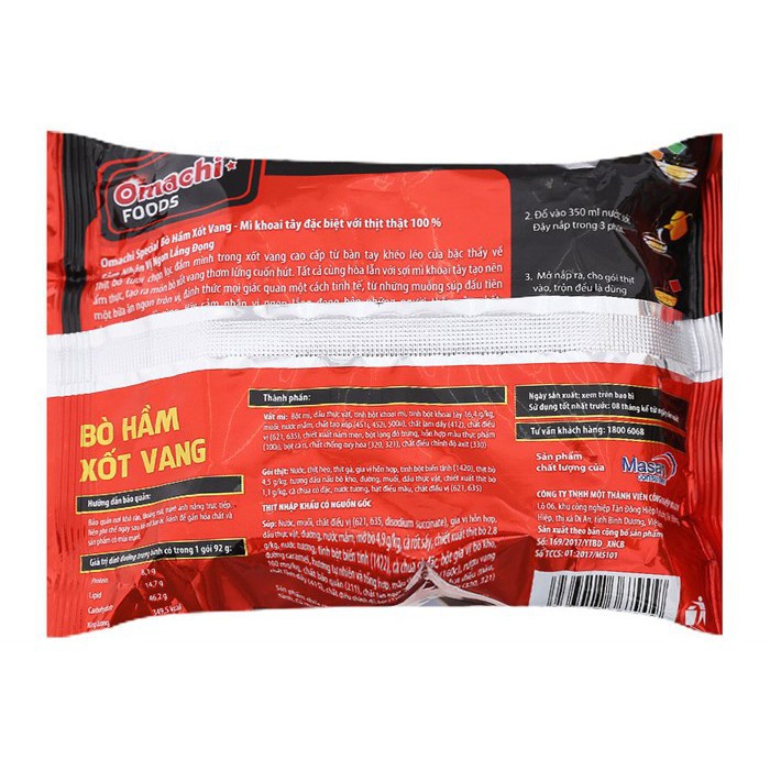 Mì Khoai Tây Omachi Special Bò Hầm Xốt Vang 92g
