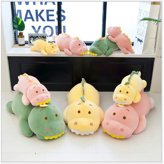 Thú bông, gấu bông khủng long nằm nhiều màu