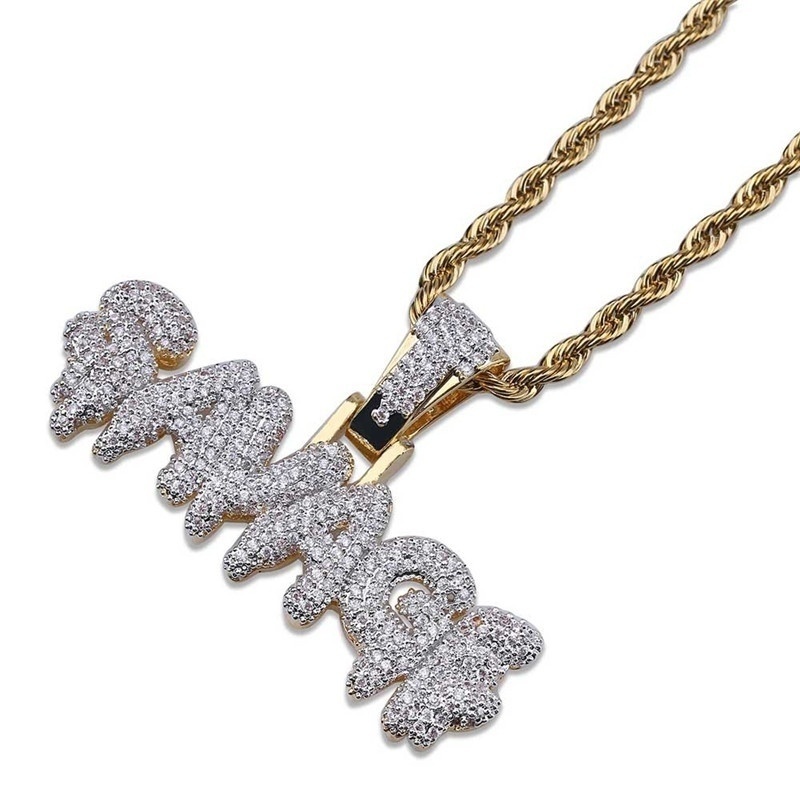 SAVAGE Necklace Brass Gold Micropavé Cubic Zirconia Men's Rope Chain