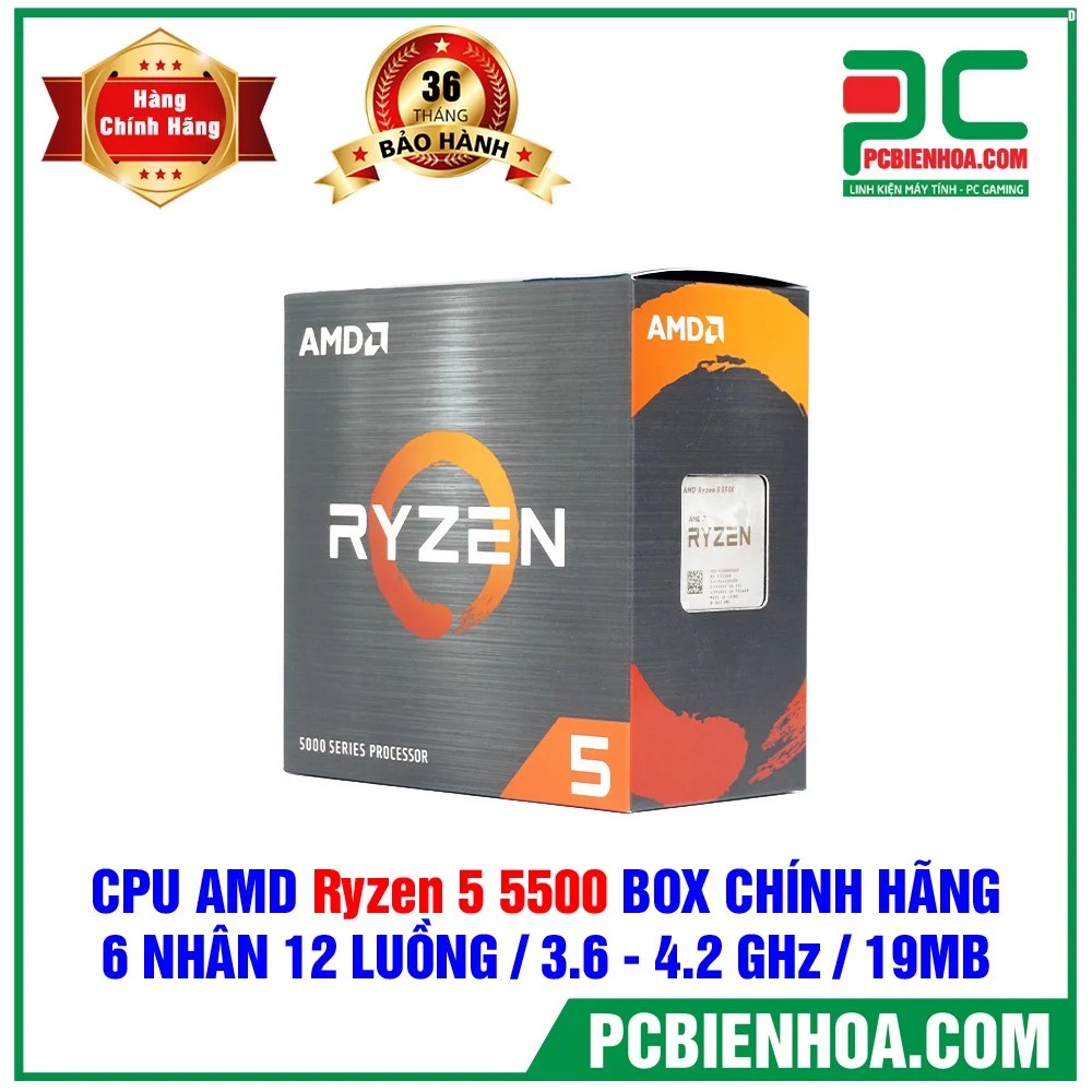 CPU- BỘ VI XỬ LÝ AMD RYZEN 5 5500 ( 6 NHÂN 12 LUỒNG / 3.6 - 4.2 GHZ / 19MB ) HÀNG CHÍNH HÃNG