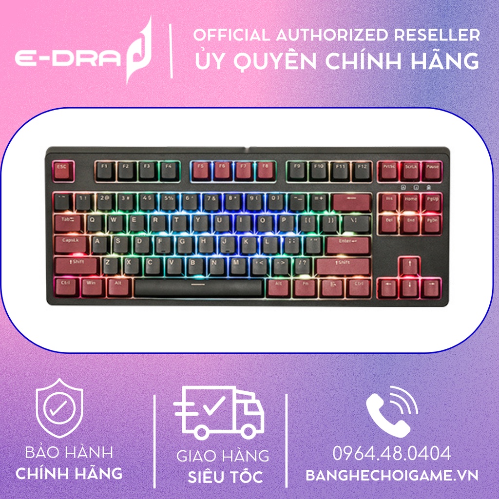 Bàn phím cơ E-Dra EK387 RGB Dark Warrior E-Dra Switch - Hàng chính hãng