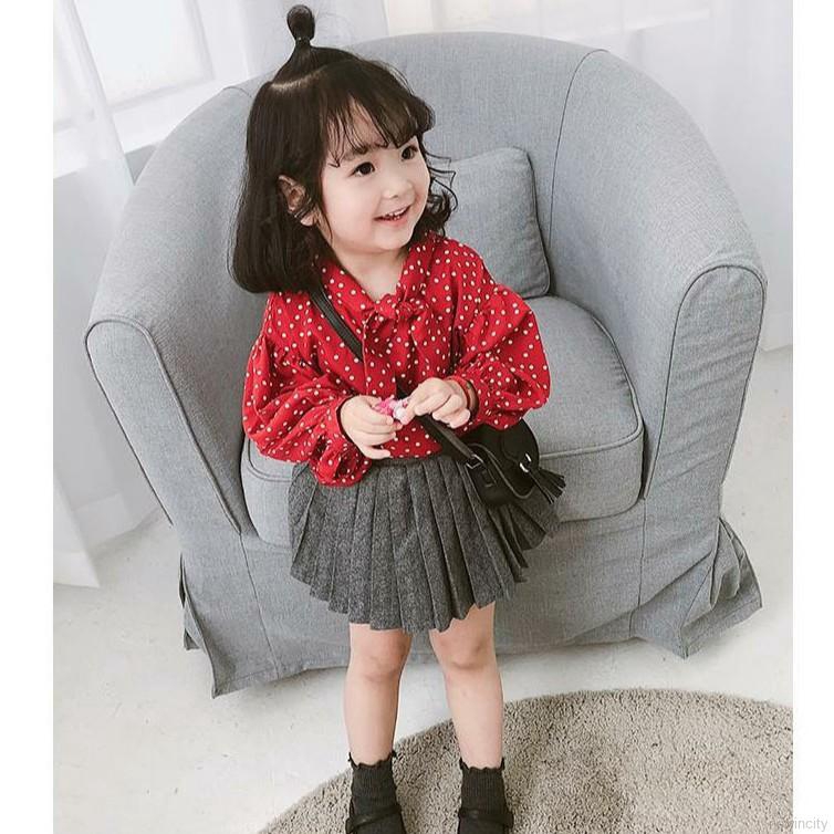 Chân váy xòe xếp li phong cách Hàn Quốc xinh xắn dành cho bé gái