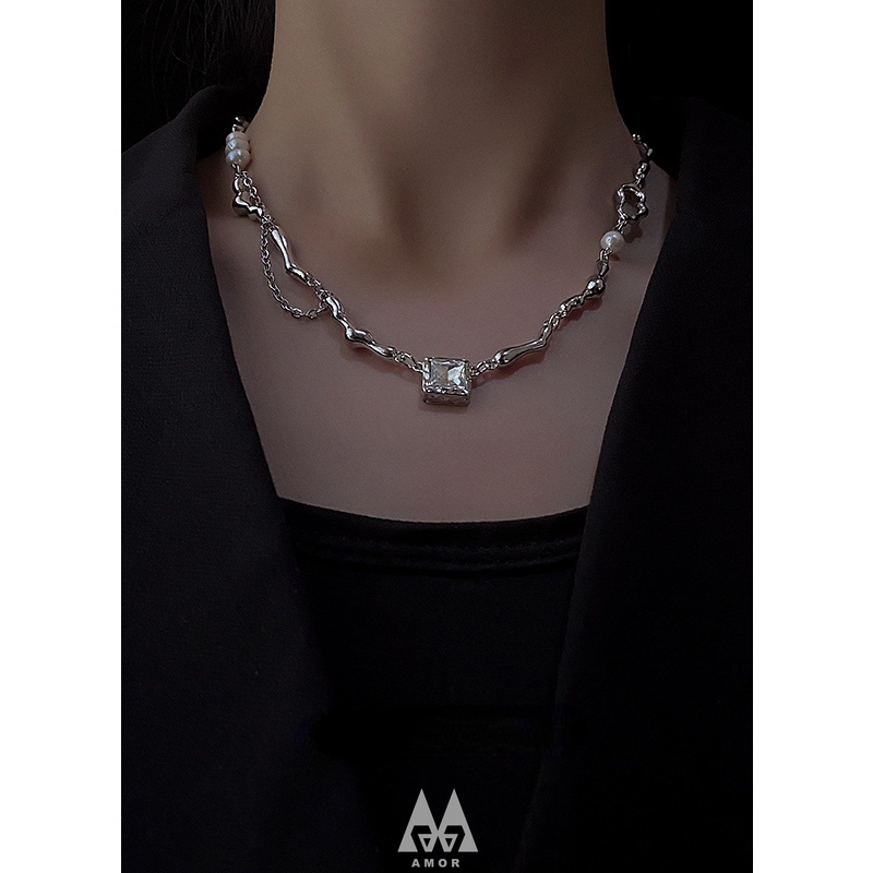 Vòng Cổ Choker Mặt Khảm Ngọc Trai Phong Cách Ngọt Ngào Cá Tính Cho Nữ
